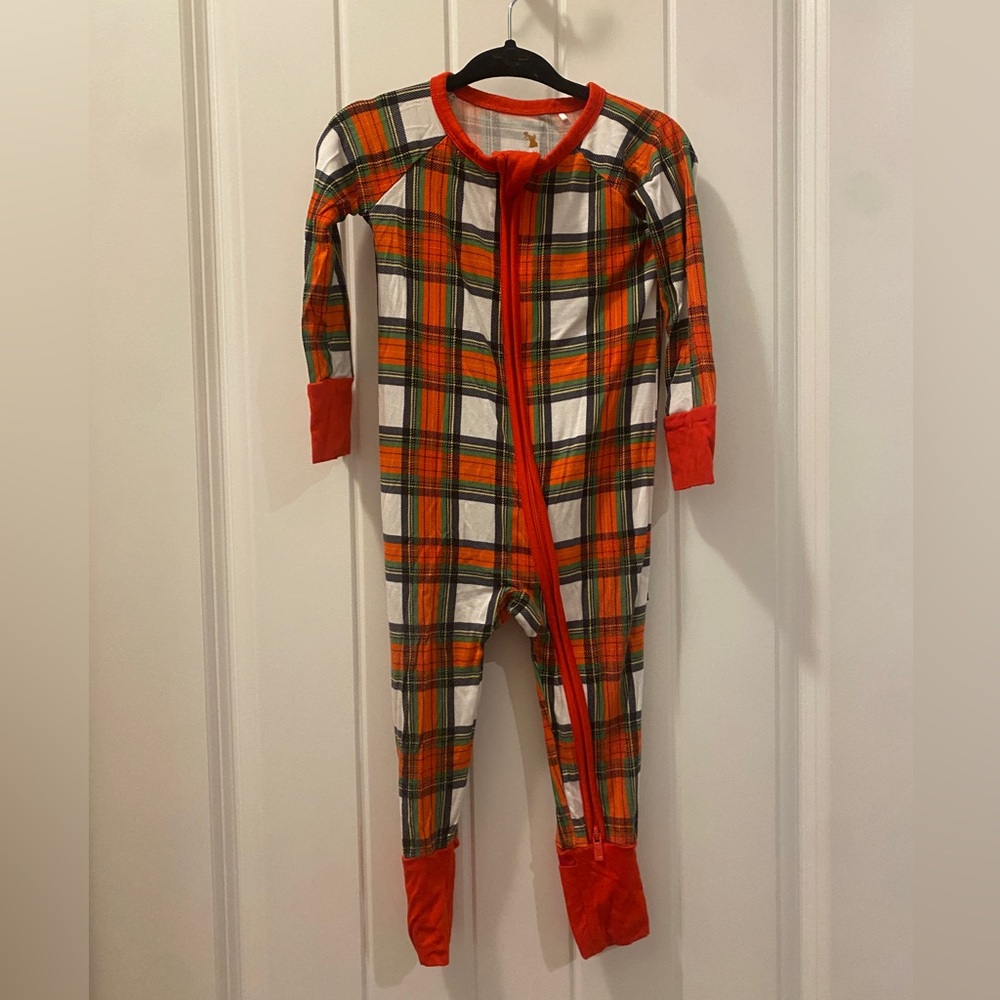 Kiki and Lulu Christmas plaid bamboo convertible zippy 6-12